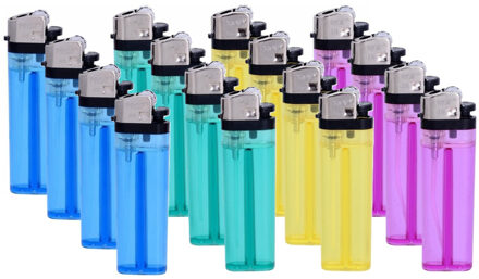 Wegwerp aanstekers - 16x - gekleurd - 8 cm