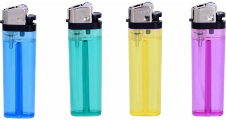 Wegwerp aanstekers - 4x - gekleurd - 8 cm