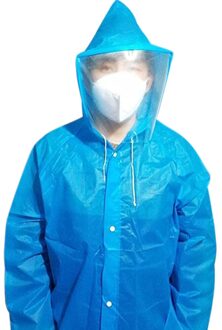 Wegwerp Anti-Epidemie Antibacteriële Eva Plastic Hoodies Uitloper Stofdicht Isolatie Toga W/Gezicht Cover Beschermende Kleding 1stk blauw