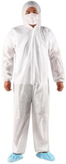 Wegwerp Anti-Epidemie Antibacteriële Eva Plastic Hoodies Uitloper Stofdicht Isolatie Toga W/Gezicht Cover Beschermende Kleding 1stk wit B