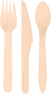 wegwerp bestek - hout - 150 delig - wegwerp - lepels - messen - vorken - 18 cm