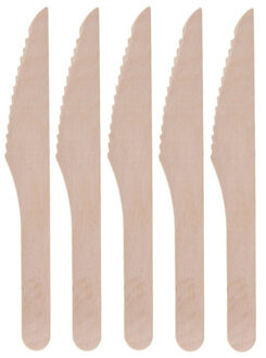 Wegwerp bestek van hout - messen - 20x stuks - Verjaardag of BBQ bestek - 16 cm