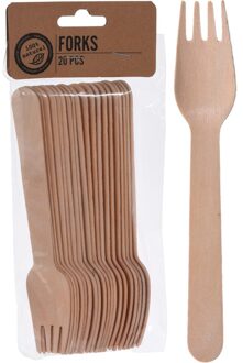 Wegwerp bestek van hout - vorken - 60x stuks - Verjaardag of BBQ bestek - 16 cm