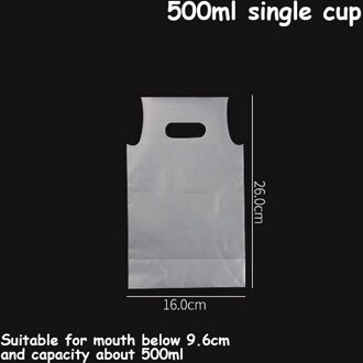 Wegwerp Cup Zakken Koffie Doggy Bag Take-Away Drinken Verpakking Gereedschap Pastic Dubbele Kopjes Carrier Fles Handtas 50 Stuks single cup 500ml