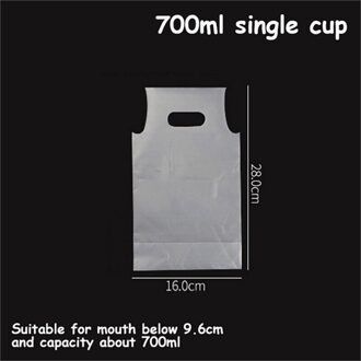 Wegwerp Cup Zakken Koffie Doggy Bag Take-Away Drinken Verpakking Gereedschap Pastic Dubbele Kopjes Carrier Fles Handtas 50 Stuks single cup 700ml