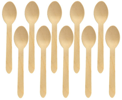 Wegwerp lepels - 50x - hout bestek - 16 cm - bio/eco/milieubewust