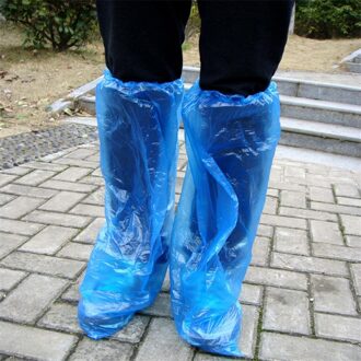 Wegwerp Overschoenen Blauw Regen Schoenen En Laarzen Cover Plastic Lange Schoen Cover Clear Waterdicht Anti-Slip Overschoen