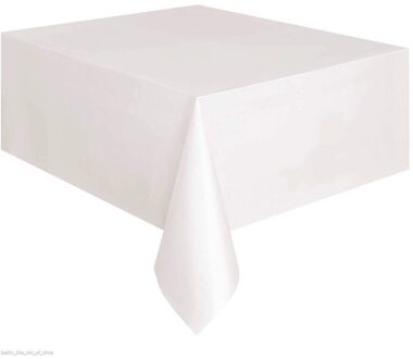 Wegwerp Plastic Tafelkleed Print Kleur Roze Bruiloft Verjaardag Party Tafel Dekken Rechthoek Bureau Doek Veeg Covers Tafelkleed wit