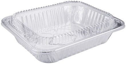 Wegwerp Rechthoek Aluminiumfolie Voedsel Lade Bakken Pan Container Met Deksel Bbq Voedsel Lade Container Bbq Accessoires