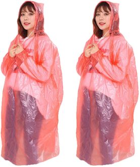 Wegwerp Regenjas Adult Emergency Waterdichte Poncho Reizen Wandelen Camping Regenjas Unisex Regenkleding Camping Regen Jas Rood