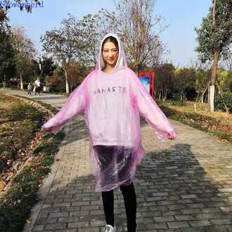 Wegwerp Regenjas Volwassen Verdikte Pe Regenjas Reizen Draagbare Transparante Waterdichte Poncho Regen Pak Eenpersoons Regenkleding