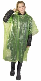 Wegwerp regenponcho - 4x stuks - groen - voor volwassenen - met capuchon - budget line - One size