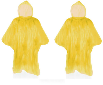 Wegwerp regenponcho - Pakket van 10x stuks - geel - voor kinderen - 63 x 70 cm - polyester - regenkl - One size