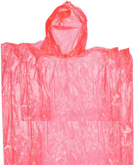 Wegwerp regenponcho - rood - voor kinderen - 63 x 70 cm - polyester - regenkleding - One size