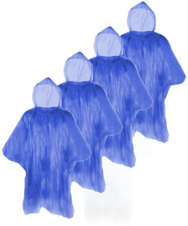Wegwerp regenponcho - Set van 15x stuks - voor volwassenen - Blauw - regen scherm - herbruikbaar als - One size