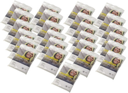 Wegwerp regenponcho transparant - 25x - volwassenen en grote kinderen maat - van gerecycled plastic One size