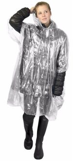 Wegwerp regenponcho - transparant - voor volwassenen - met capuchon - budget line - One size