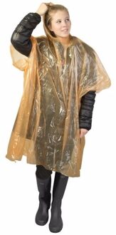 Wegwerp regenponcho - Voordeelset van 12x stuks - oranje - voor volwassenen - met capuchon - budget - One size