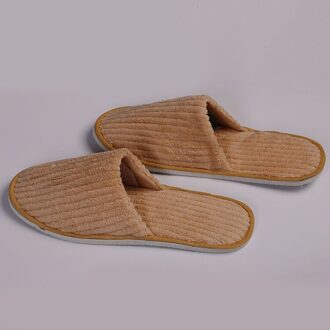 Wegwerp Slippers Mannen en Vrouwen Hotel Levert Verdikking antislip Coral Fluwelen Thuis Gast Slippers Draagbare Reizen Schoenen Mannelijke khaki