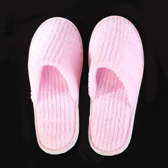 Wegwerp Slippers Mannen en Vrouwen Hotel Levert Verdikking antislip Coral Fluwelen Thuis Gast Slippers Draagbare Reizen Schoenen Mannelijke roze