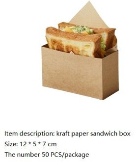 Wegwerp Verpakt Lunchbox Frieten Burger Verpakking Sandwich Vetvrij Vetvrij Papier Lade 50stk