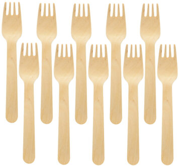 Wegwerp vorken - 30x - hout bestek - 16 cm - bio/eco/milieubewust