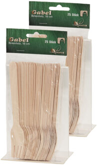 Wegwerp vorkjes - 50x stuks - hout - 16 cm - hout - BBQ / picknick bestek