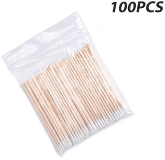 Wegwerp Wattenstaafje Pluizende Micro Borstels Hout Wattenstaafjes Wattenstaafjes Oor Schoon Stok Wimper Extension Lijm Verwijderen Gereedschap 100 stk
