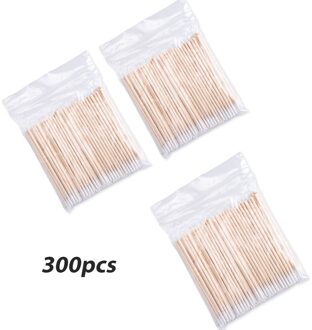 Wegwerp Wattenstaafje Pluizende Micro Borstels Hout Wattenstaafjes Wattenstaafjes Oor Schoon Stok Wimper Extension Lijm Verwijderen Gereedschap 300 stk