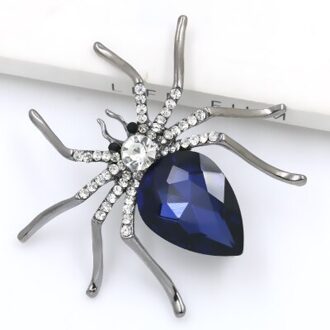 WEIMANJINGDIAN Exquisite Red Crystal Spider Broche Pins voor Vrouwen blauw donker zilver