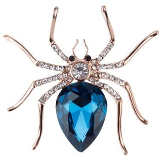 WEIMANJINGDIAN Exquisite Red Crystal Spider Broche Pins voor Vrouwen blauw goud