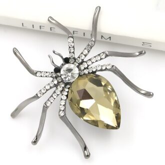 WEIMANJINGDIAN Exquisite Red Crystal Spider Broche Pins voor Vrouwen geel donker zilver