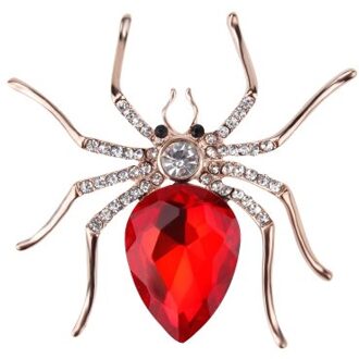 WEIMANJINGDIAN Exquisite Red Crystal Spider Broche Pins voor Vrouwen rood goud