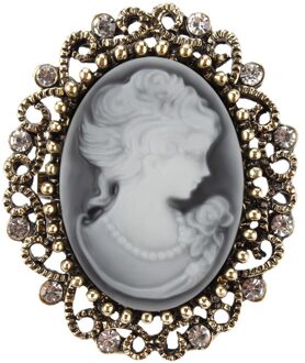 Weimanjingdian Fabriek Directe Verkoop Vintage Queen 'S Cameo Broche Pins Vrouwen Ornament Sieraden beige
