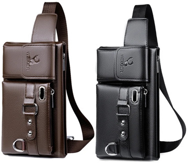 WEIXIER Brand Unisex Single-Shoulder Multi-Function Large-Capacity Waist Bag Men's Chest Bag Casual Messenger Bag Wallet