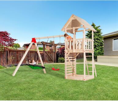 Weka Drakentoren Tabaluga + Zandbak + Schommelaanschouw