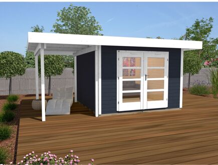 Weka Tuinhuis Met Overkapping 126+ Type A Gr1 Antraciet 240x500cm