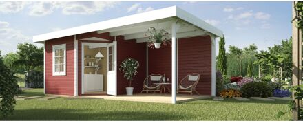Weka Tuinhuis Met Overkapping 213+ Type B Gr1 Rood 238x541cm