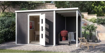 Weka Tuinhuis Met Overkapping 413 Type A Gr1 Antraciet 250x400cm