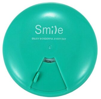Wekelijkse Roterende Pill Box Case Reizen Camping Geneeskunde Splitter Tablet Organizer Portable donker groen