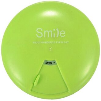 Wekelijkse Roterende Pill Box Case Reizen Camping Geneeskunde Splitter Tablet Organizer Portable licht groen