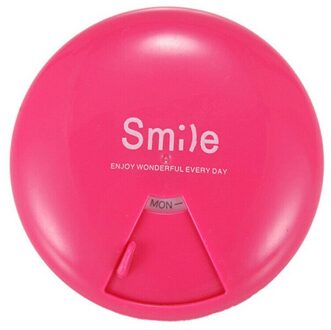 Wekelijkse Roterende Pill Box Case Reizen Camping Geneeskunde Splitter Tablet Organizer Portable roze