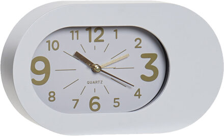 Wekker/alarmklok Montreux - wit - kunststof - 22 x 13 cm - met snooze knop