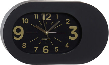 Wekker/alarmklok Montreux - zwart - kunststof - 22 x 13 cm - met snooze knop