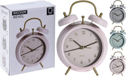 Wekker Analoog Metaal 16x12 Cm 3 Assorti