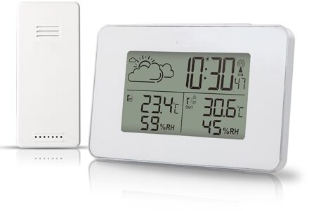 Wekker Digitale Horloge Temperatuur Vochtigheid Sensor Barometer Prognose Weerstation Elektronische Bureau Tafel Klokken wit