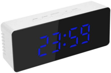 Wekker Digitale Led Grote Display Draagbare Moderne Battery Operated Spiegel Intelligente Wekker Met Led Digitale Scherm blauw