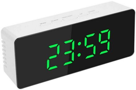 Wekker Digitale Led Grote Display Draagbare Moderne Battery Operated Spiegel Intelligente Wekker Met Led Digitale Scherm groen