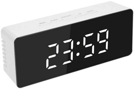 Wekker Digitale Led Grote Display Draagbare Moderne Battery Operated Spiegel Intelligente Wekker Met Led Digitale Scherm wit