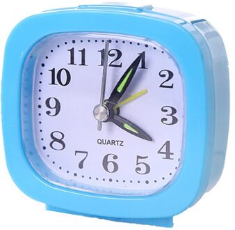 Wekker Slaapkamer Bureau Vierkante Kleine Bed Compact Travel Quartz Beep Klok Leuke Draagbare Mode Klok Voor Student cd Blauw